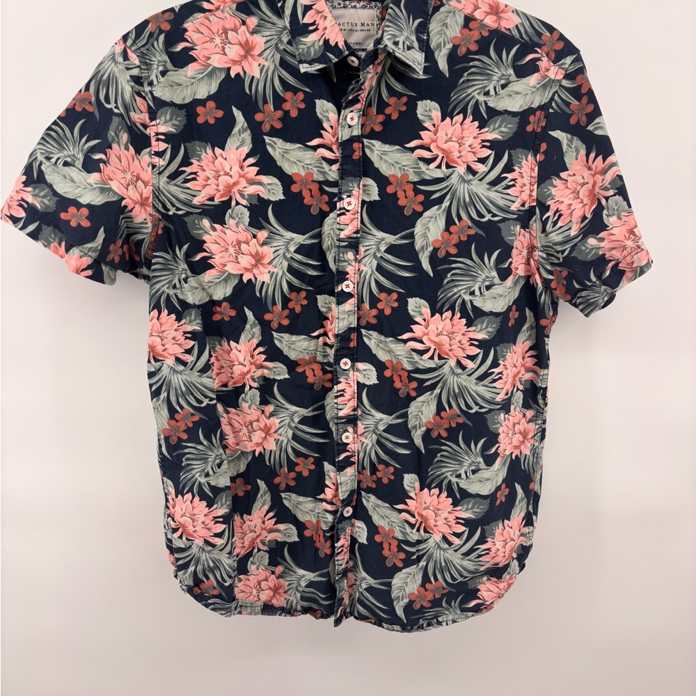 Cactus‎ Man Ricky Singh Mens Medium Slim Fit Tropical Floral Button Down Shirt